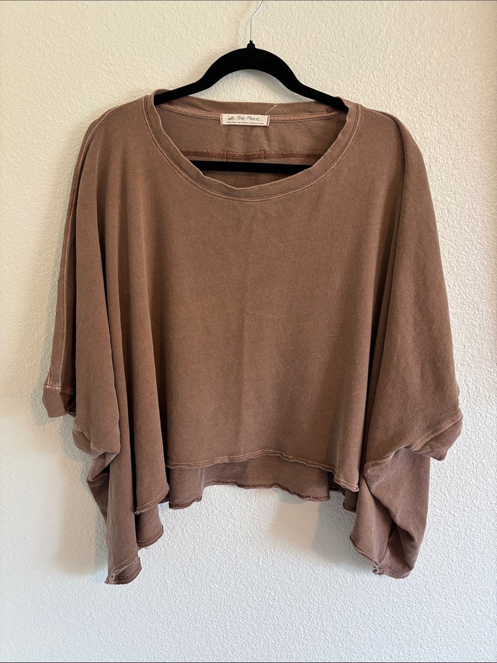 We the Free 100% Cotton Brown Short Sleeve Oversized Cropped CC Tee Size XL